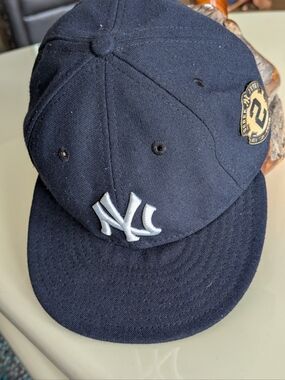 Navy Baseball Cap with Raised White NY Logo